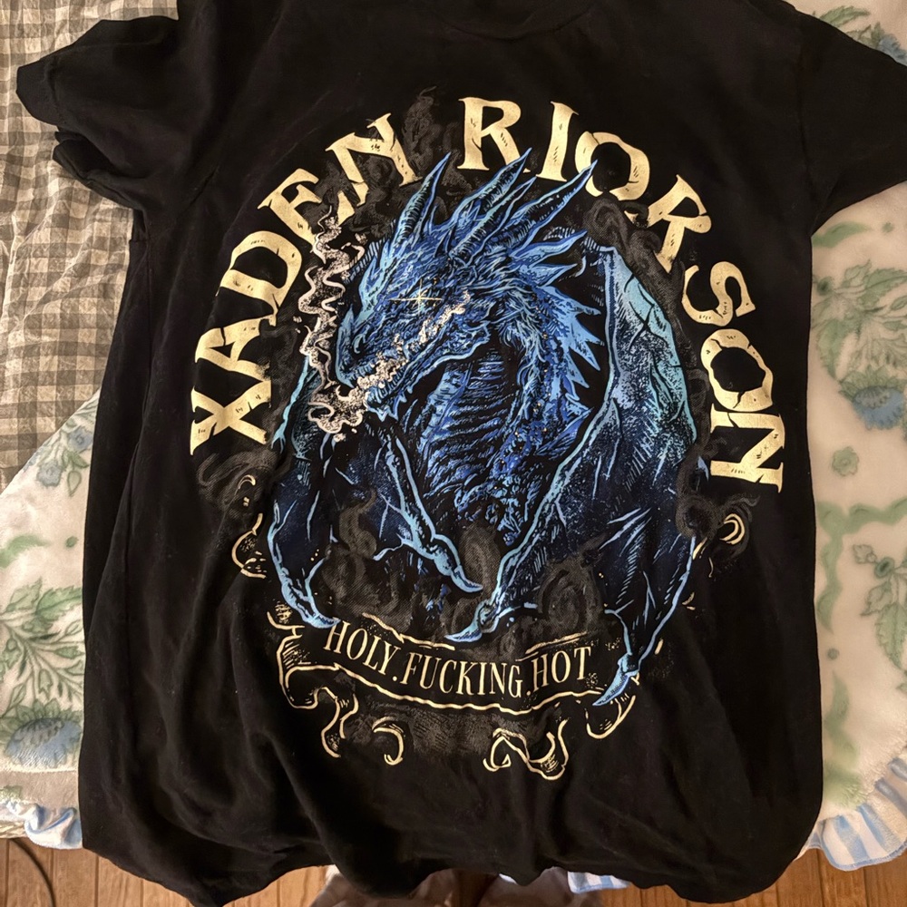 Black T-Shirt with Blue Dragon Design